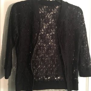 3/4 sleep Black lace cardigan ...Xs...
